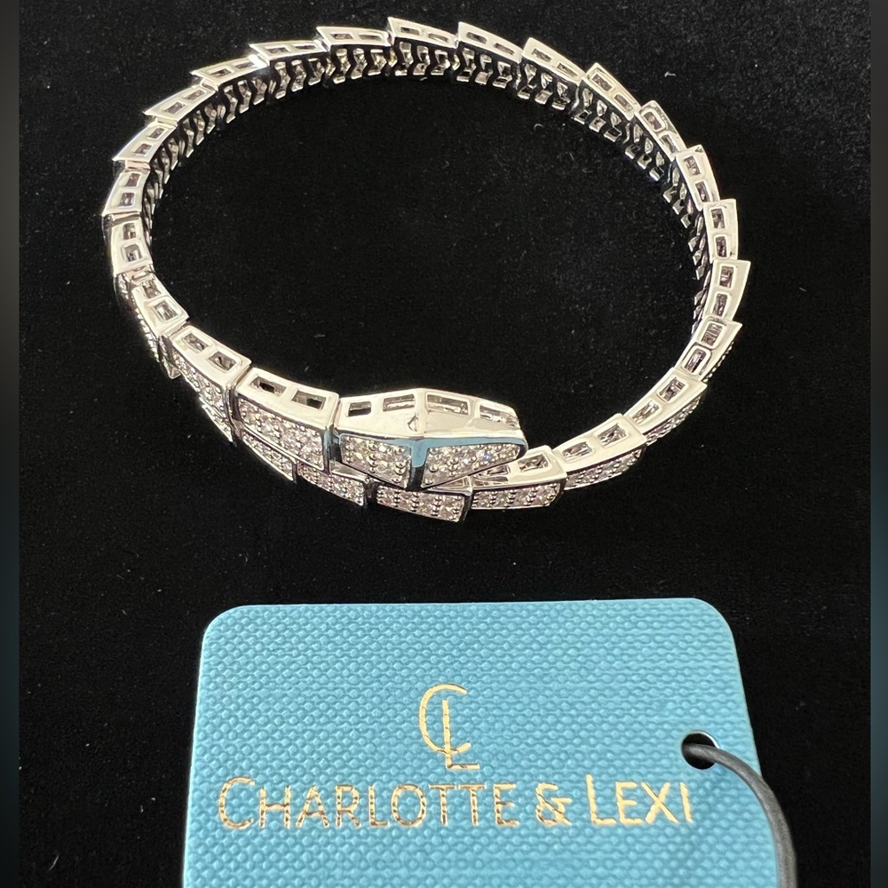 Charlotte & Lexi Serpent Cubic Zirconia Crystal Coil Wrap Women’s Bracelet